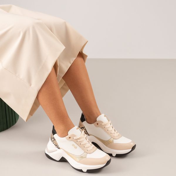 SNEAKERS À SEMELLE ÉPAISSE EXÉ 106-41EX12 BEIGE BLACK