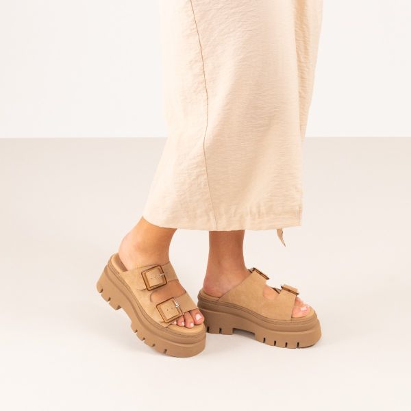 SANDALE À PLATEFORME 240621 SUEDE SAND