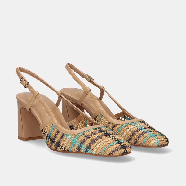 SANDALES TACÓN TRENZADA 2514-2506 RAPHIA BLEU