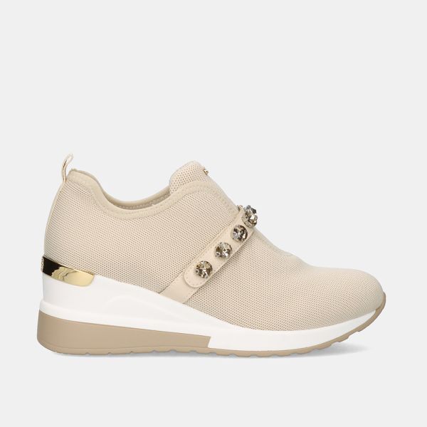 SNEAKERS STYLE CHAUSSETTE EXÉ AVEC ORNEMENTS 34-51EX16 BEIGE