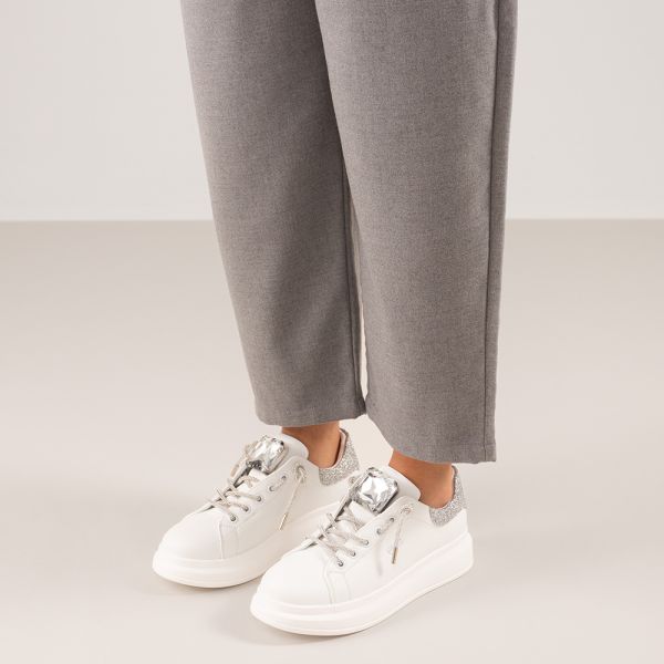 SNEAKERS EXÉ AVEC ORNEMENTS 66-42EX53 BLANC ARGENT