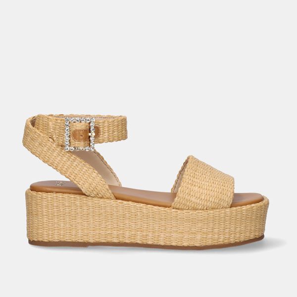 SANDALE À PLATEFORME ALBA-711 RAPHIA BEIGE
