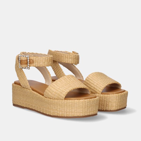 SANDALE À PLATEFORME ALBA-711 RAPHIA BEIGE