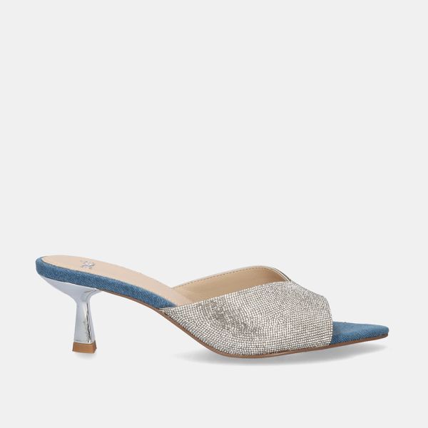 SANDALE À TALON IBIZA-012 STRASS DENIM