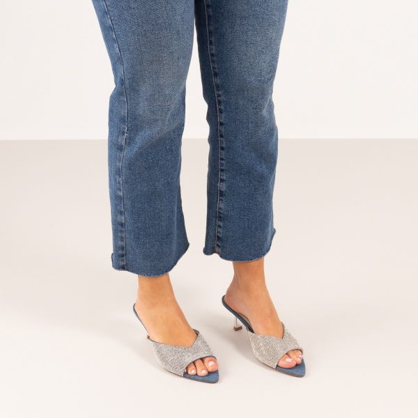 SANDALE À TALON IBIZA-012 STRASS DENIM