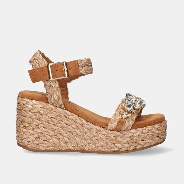 SANDALE À PLATEFORME L20970-EXE1 RAFFIA CAMEL