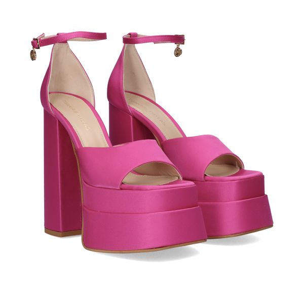 SANDALES À TALONS HAUTS EN SATIN MEDUSA-815 FUXIA