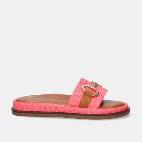 SANDALIA PLANA NAPOLI-771 RAFFIA CORAIL