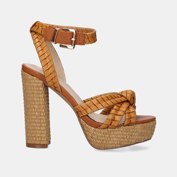 SANDALE À TALON HAUT OPHELIA-670 TRICOT TAN