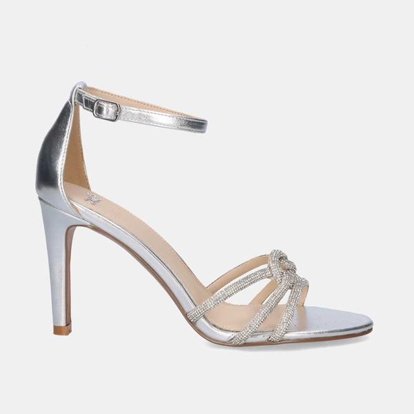 SANDALE À TALON HAUT REBECA-358 STRASS ARGENT