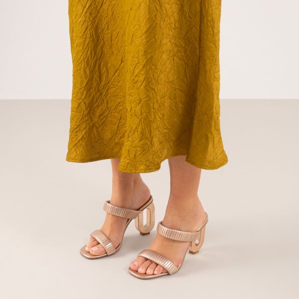 SANDALE À TALON HAUT ROSANA-603 METALLIC OR ROSE