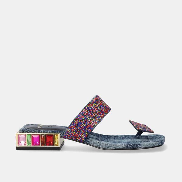 SANDALE PLATE ÉTÉ-272 STRASS DENIM